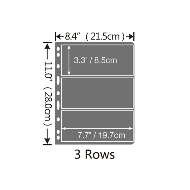 3 row 5 шт. 2 стороны почтовой марке самых лучших брендов, включая альбом листов 10 страниц с отрывными листами 28*21,5 см PET/PVC 1/2/3/4/5/6/7 рядов для крупных брендов - Цвет: 3 row