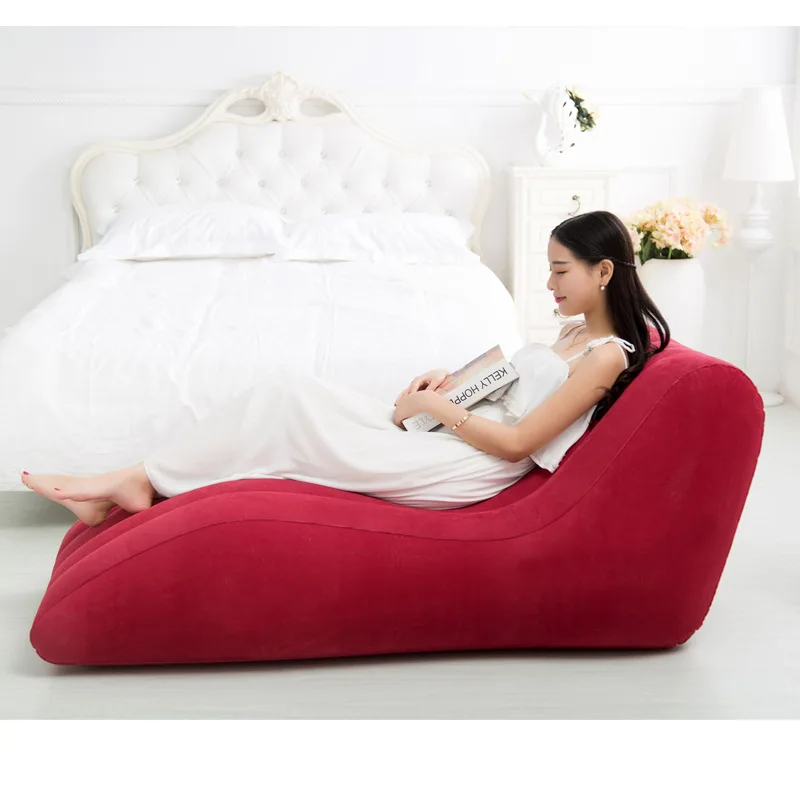 155cmx89cmx65cm inflatable air bean bag chair, flocking PVC good quality S shape love chair,sexy beanbag sofa recliner