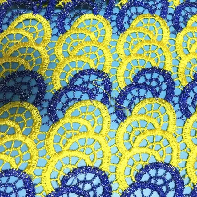 5Y/шт Лидер продаж желтая и Королевская Синяя французская кружевная вышивка