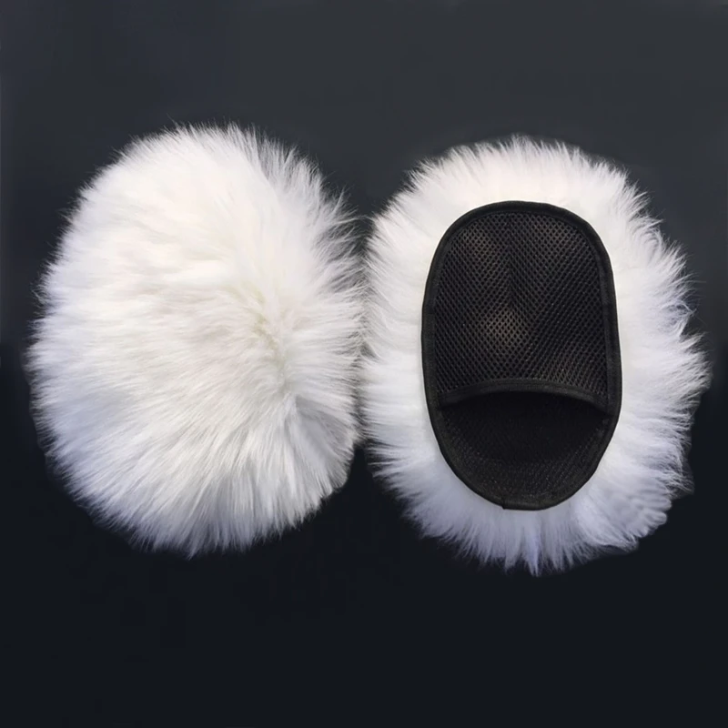 Супер Плюшевые 100% Овчины Подлинной Шерсти Перчатки Чистый Белый Роскошный