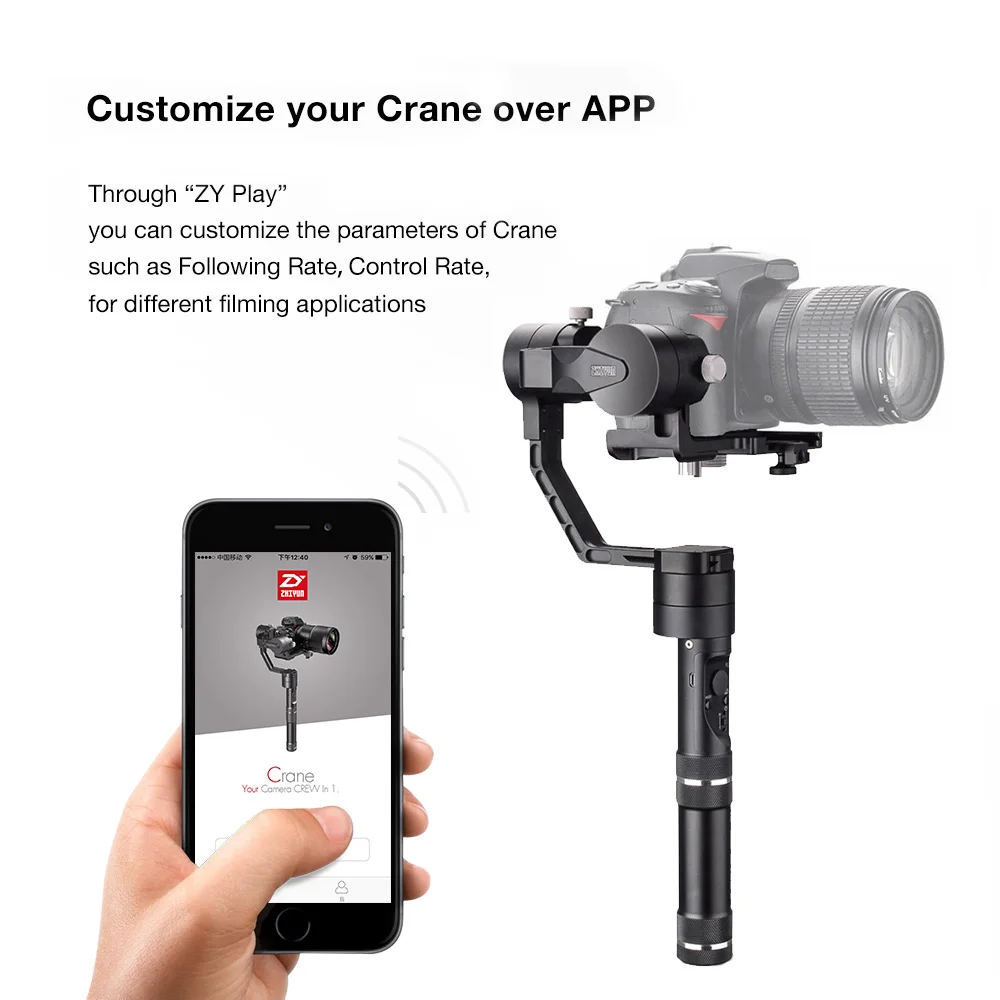 Zhiyun официальный кран V2 3 осевой Ручной Стабилизатор бесщеточный мотор для