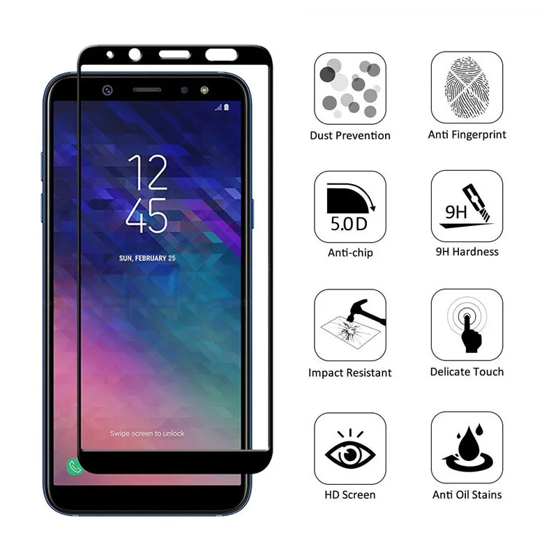 Защитное стекло для Samsung A6 2018 защита стекла Galaxy Plus J6 экрана 5D пленка A J 6 6A 6J