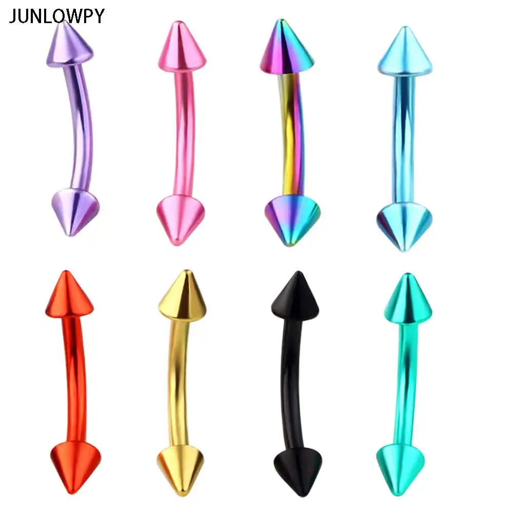 JUNLOWPY нержавеющая сталь анодированная изогнутая штанга для бровей кольцо