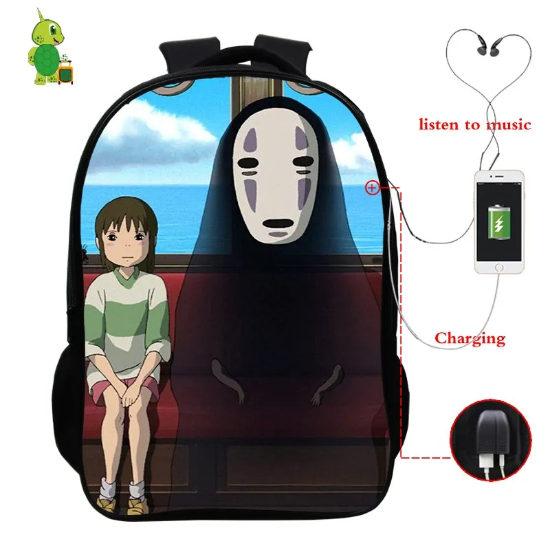 Ghibli рюкзак с usb-зарядкой для мальчиков и девочек-подростков многофункциональный