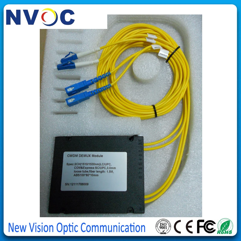 Волоконно-оптический 2 канала CWDM Mux Demux модуль 1310-1490nm с LC SC UPC разъем, 2Ch CWDM Mux Demux мультиплексор