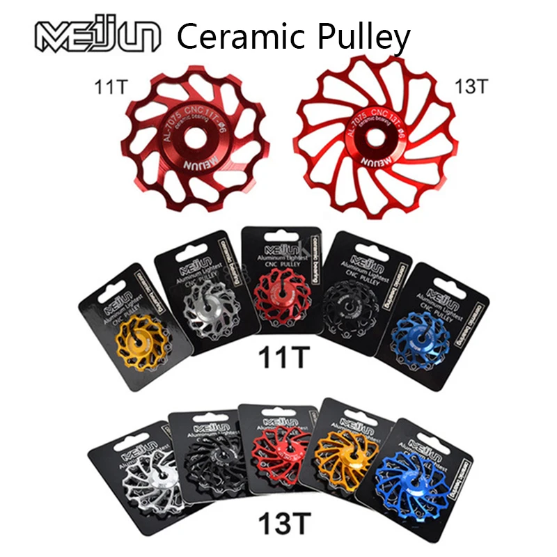 

MEIJUN MTB Road Bike Ceramic Pulley 7005 Aluminum Alloy Rear Derailleur 11T 13T Guide Cycling Ceramics Bearing Jockey Wheel 1pcs
