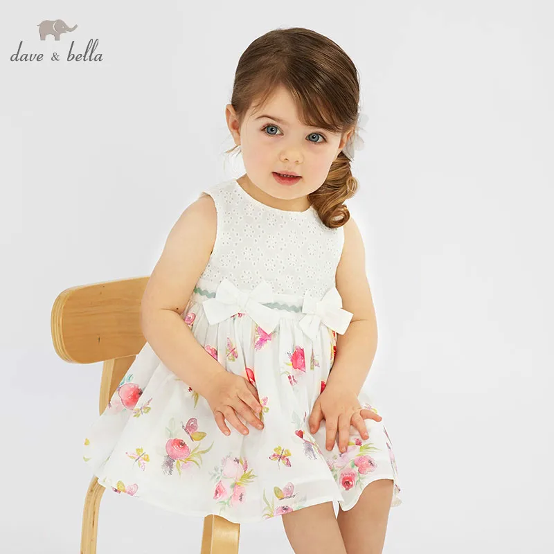 DBF9598 DAVE BELLA summer baby girl princess clothes children birthday party wedding dress with bows boutique floral dresses | Детская