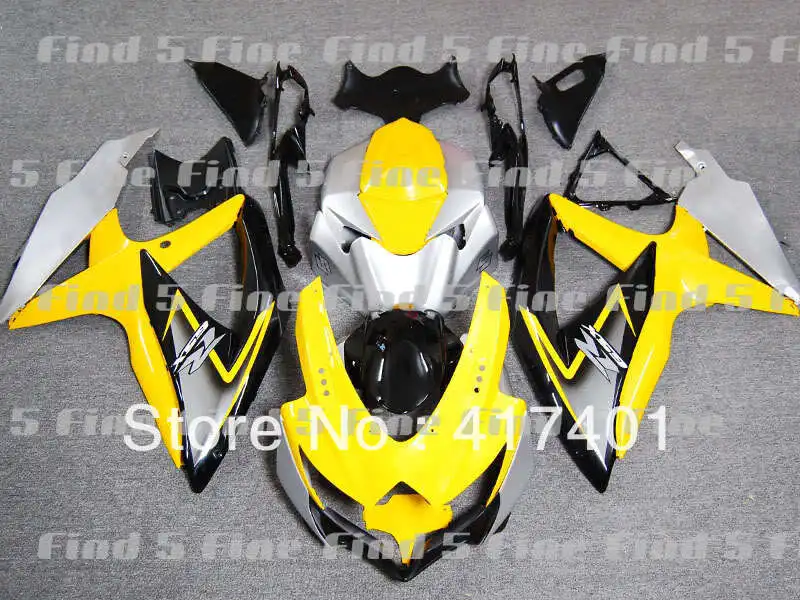 

yellow black silver for GSX R600 R750 08-10 GSXR 600 750 GSXR600 GSXR750 GSX-R600 GSX-R750 08 09 10 2008 2009 2010 fairing kit