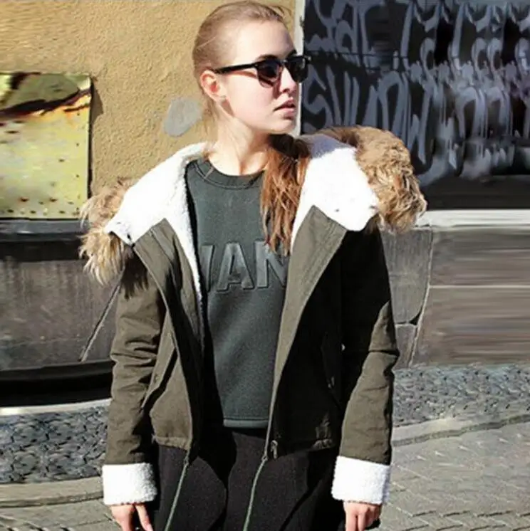 2017 корейские модные женские зимние пальто армейский зеленый воротник из