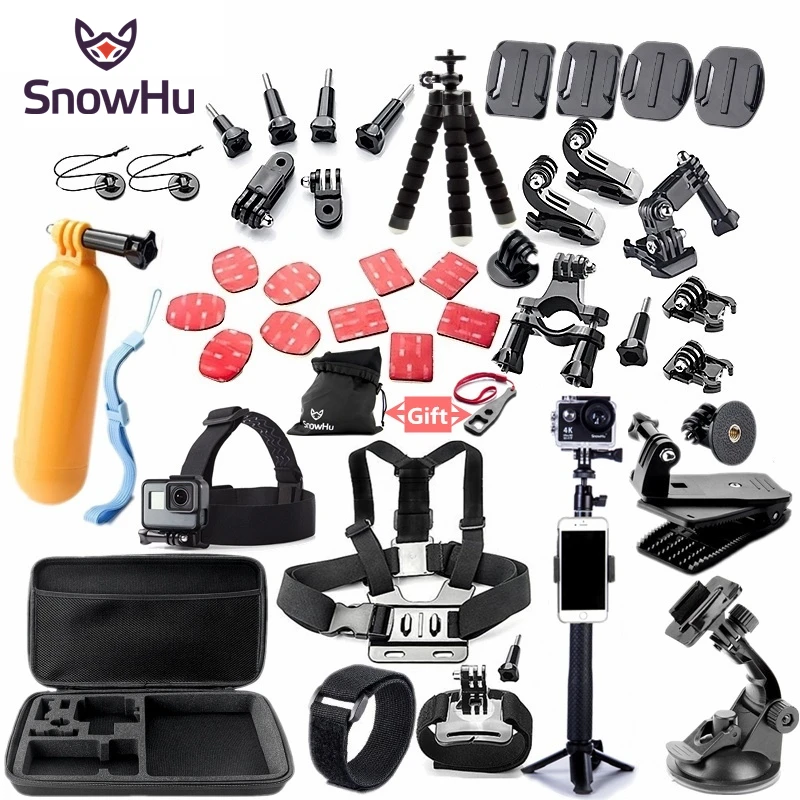 Аксессуары snowhu для GoPro Крепление для спортивной экшн-камеры go pro hero 8 7 6 5 4 3 черный для xiaomi yi 4K Экшн-камера аксессуары чехол GS52