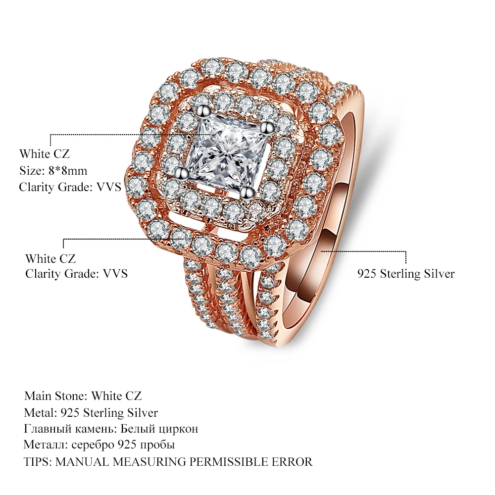 Gem's Ballet 925 Sterling Silver Simulant Diamond Rings Engagement Ring Bridal Sets Wedding Band Fine jewelry for Women | Украшения и