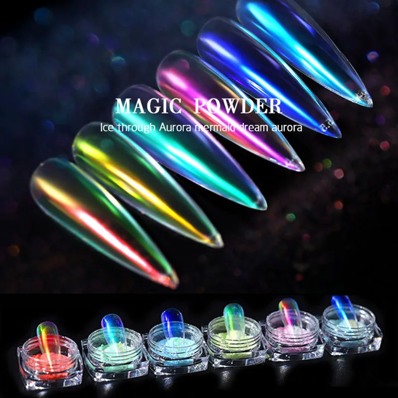 0.2g Aurora Mermaid Super Flashing Laser Nail Powder for UV Gel Polish Dream Glitter Dust Art Chrome Pigment | Красота и здоровье