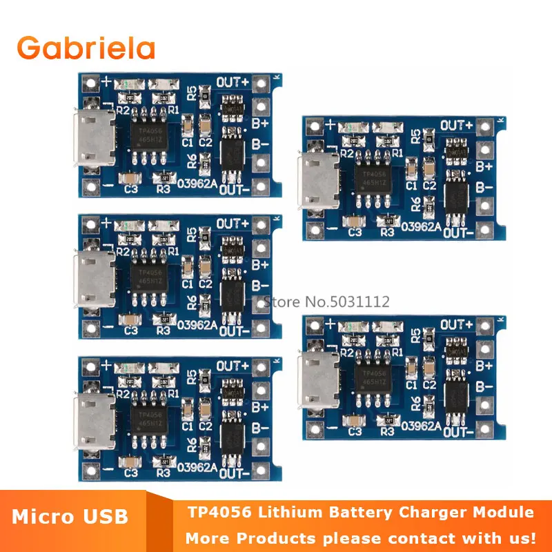 5 шт. зарядная плата Micro USB В 1A 18650 TP4056 с двойной функцией защиты для Arduino|Детали