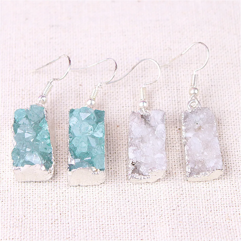 Ювелирные изделия для ушей Геометрические Квадратные Серьги Agates Cluster женские