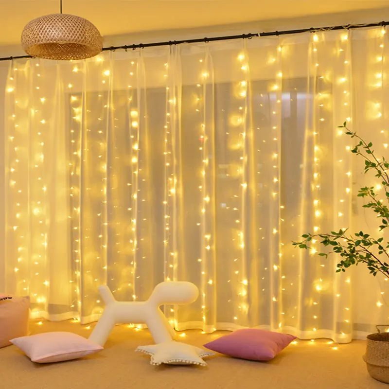 

300 LEDs 3x3m RGB LED Curtain Christmas String Lights 8 Modes IP44 Wedding New Year Garland Bedroom Garden Party Decor