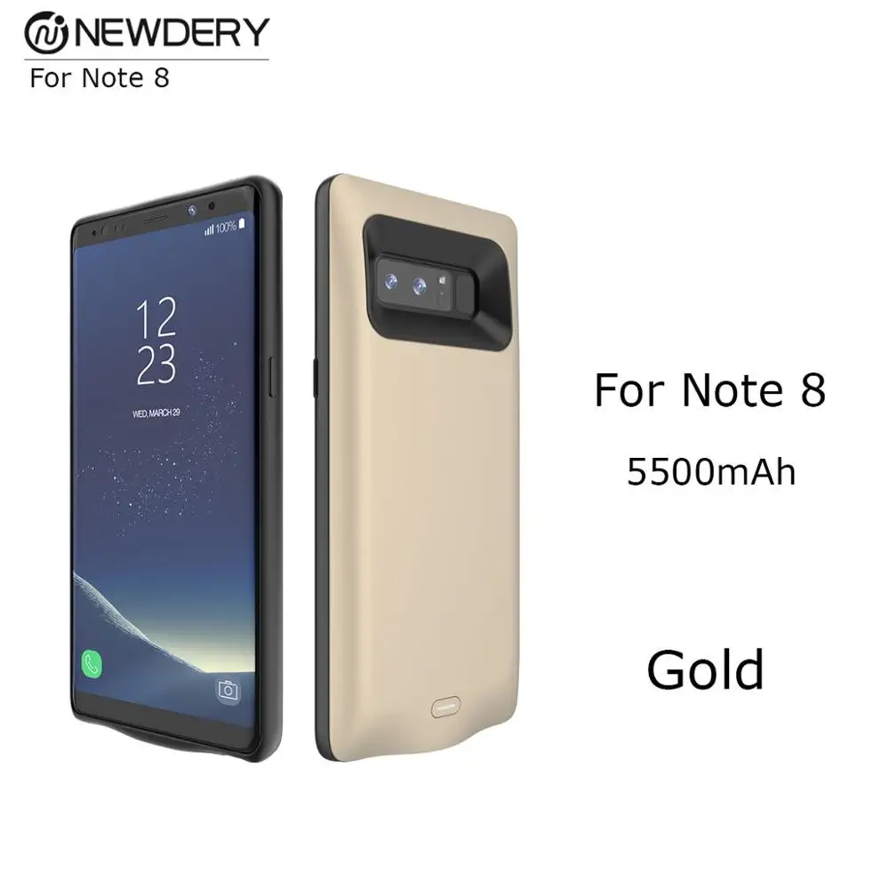 Gold NT8 5500mAh NEWDERY Внешняя резервная батарея зарядное устройство чехол для Samsung Note 8 5500 мАч ультра тонкий мощность Чехол для Note 8 красочные высокой емкости - Цвет: Gold NT8 5500mAh