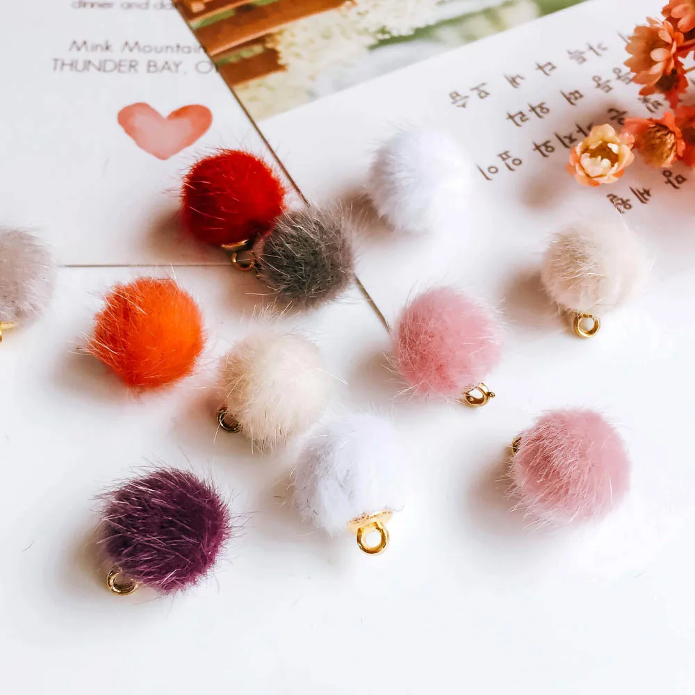 Imitation Wool Round Ball Stuff Goods Eardrop Pendant Charms Earrings Accessories Jewelry Components Finding Diy Material 10pcs - купить по