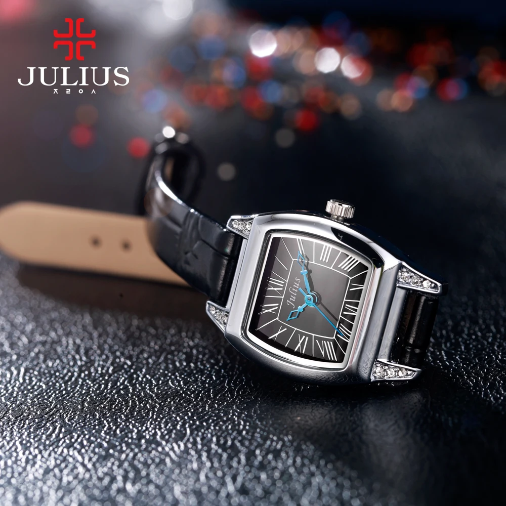 JULIUS JA-759 Montre Femme браслет часы кожаные роскошные антикварные квадратные