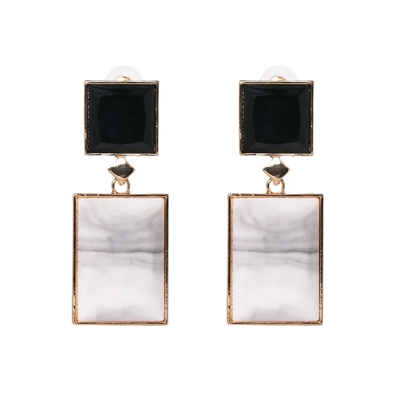 JZYN 2019 vintage geometric acrylic statement drop earrings for women 4 colors square stones dangle wholesale | Украшения и