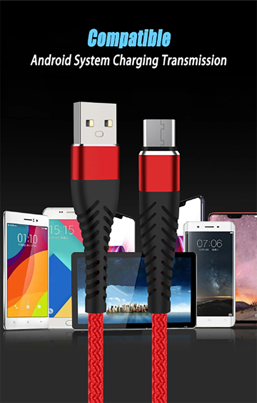Нейлоновый Кабель Micro-USB в оплетке синхронизации данных USB кабель зарядного устройства для samsung huawei Xiaomi type C Android телефон провод для быстрого заряда шнур