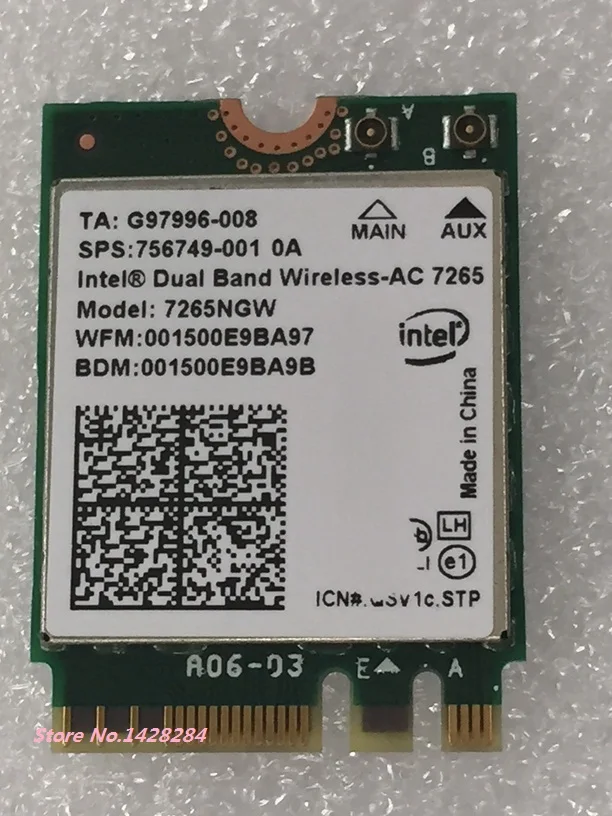 

Оригинальная новая беспроводная карта для Intel Dual Band Wireless-AC 7265 7265NGW WIFI + для Bluetooth 4,0 802.11ac NGFF 867 Мбит/с