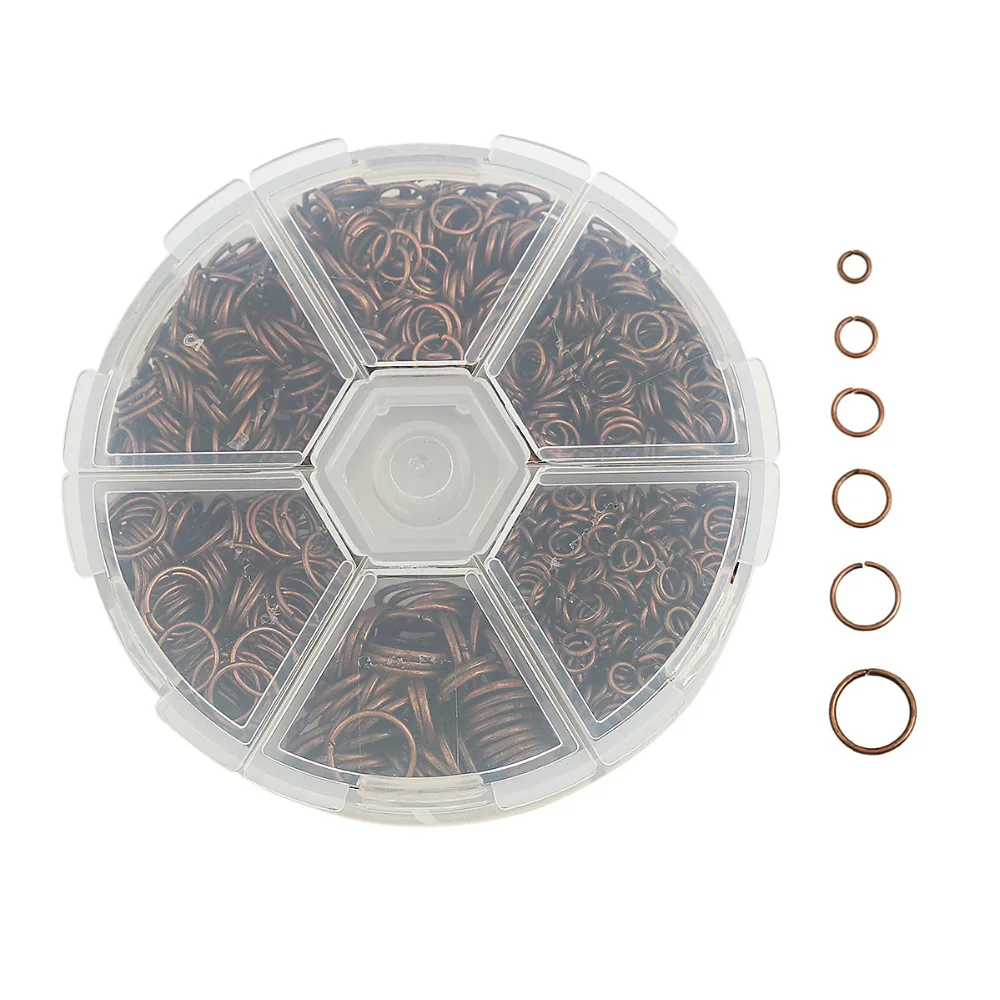 Doreen Box Fixed Mixed Metal Color Transparent Round 6 Grid Plastic 1mm-0.7mm Iron Open Jump Rings 10mm-4mm (About1600PCS) | Украшения и