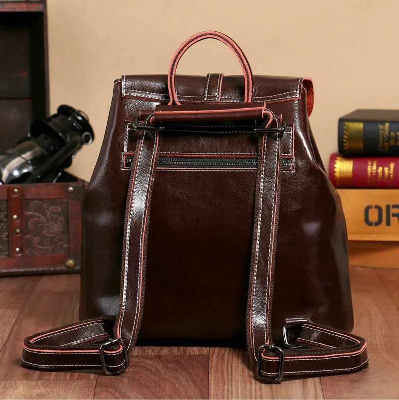 

100% Genuine Leather Women Bag 2019 women backpack Leather school bag women Casual style Top-handle Backpacks Herald Fashion