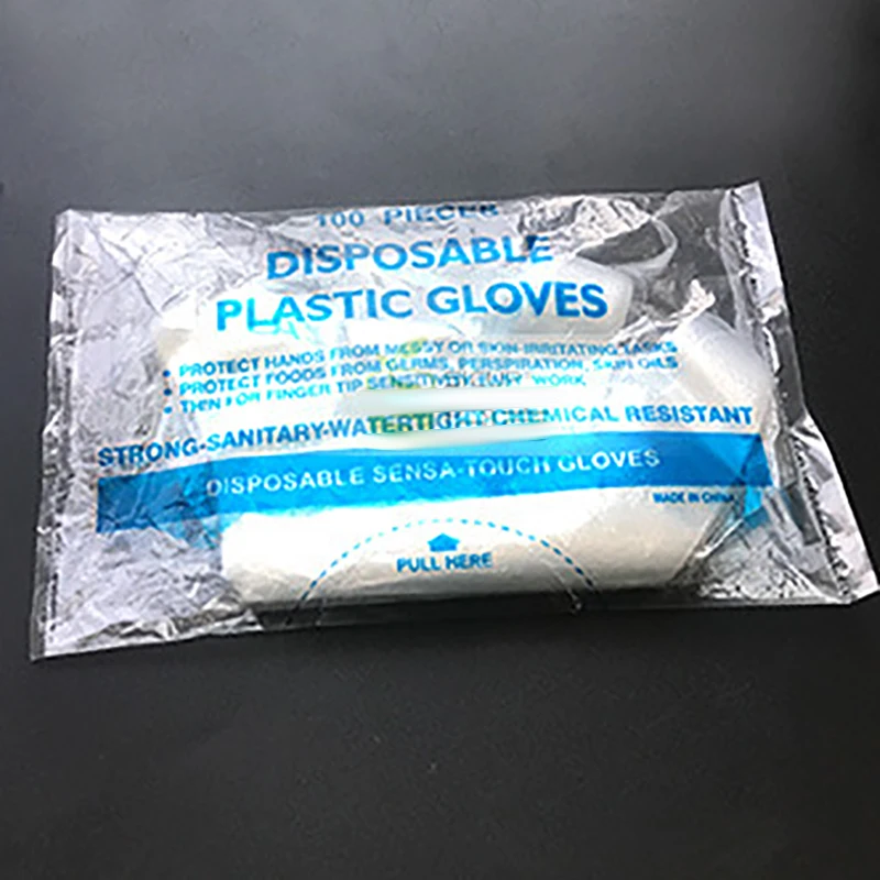 Transparent Disposable Poly Gloves Sterile Safety Food Service Cleaning One-off Supplies | Дом и сад