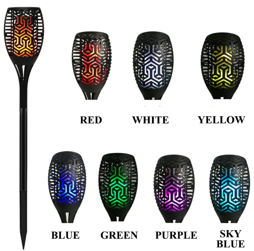 96 светодиодов 7 цветов Rgb Ip65 светодиодный светильник с солнечным пламенем для