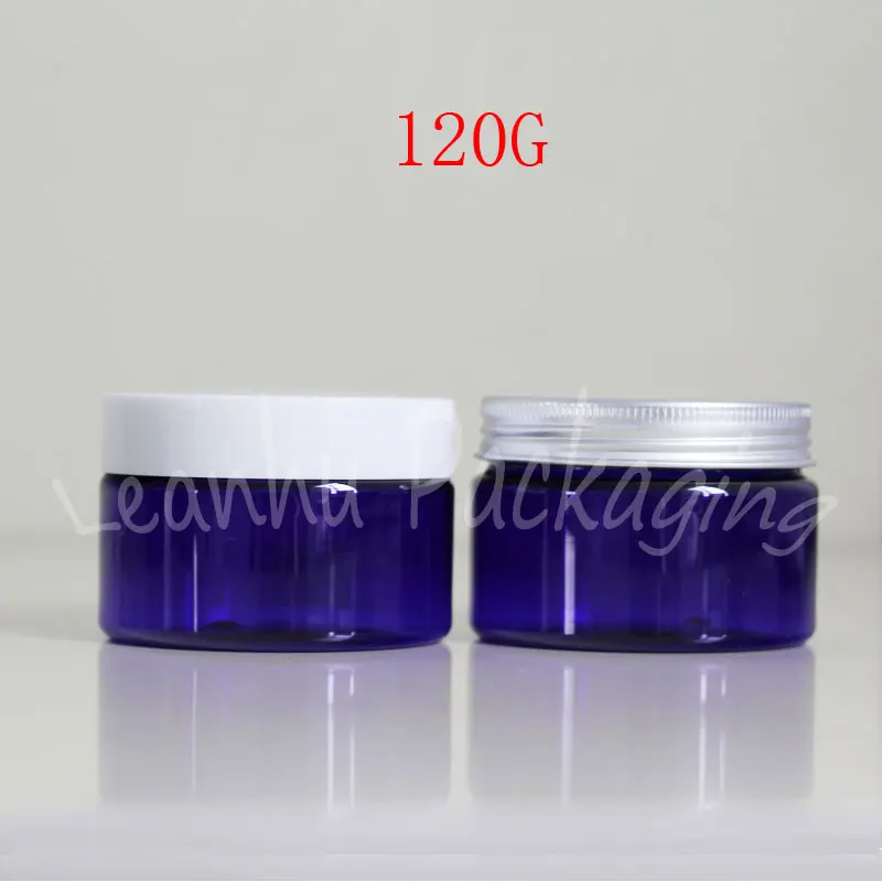 120G Blue Plastic Cream Jar, 120CC Mask/Cream Packaging Cans, Empty Cosmetic Container, Makeup Sub-bottling (48 PC/Lot)