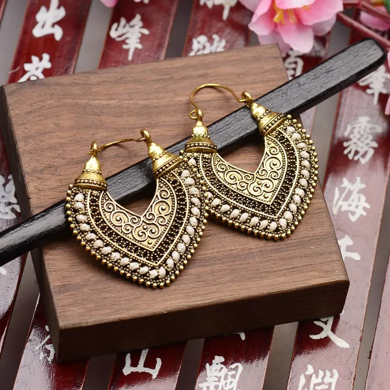 Модные металлические серьги для женщин, массивные серьги золотого цвета, полые геометрические ювелирные изделия, простые Винтажные висячие серьги