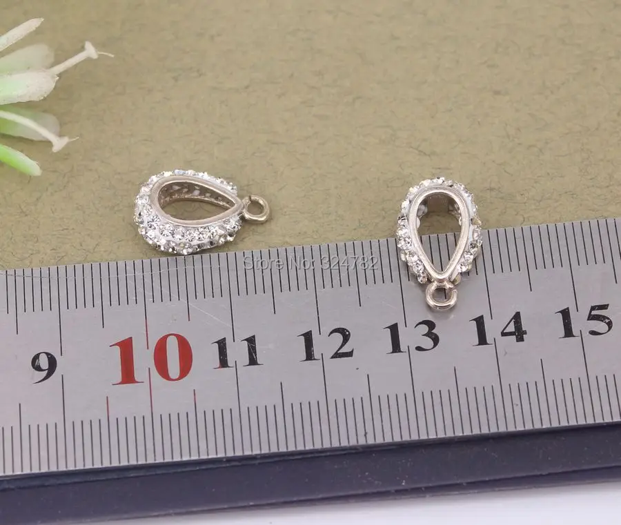 40 шт. прозрачный горный хрусталь Бейл, Кристалл Rhinestone Асфальтовая Кулон поручительств застежками, ювелирных изделий 11 мм x 16 мм