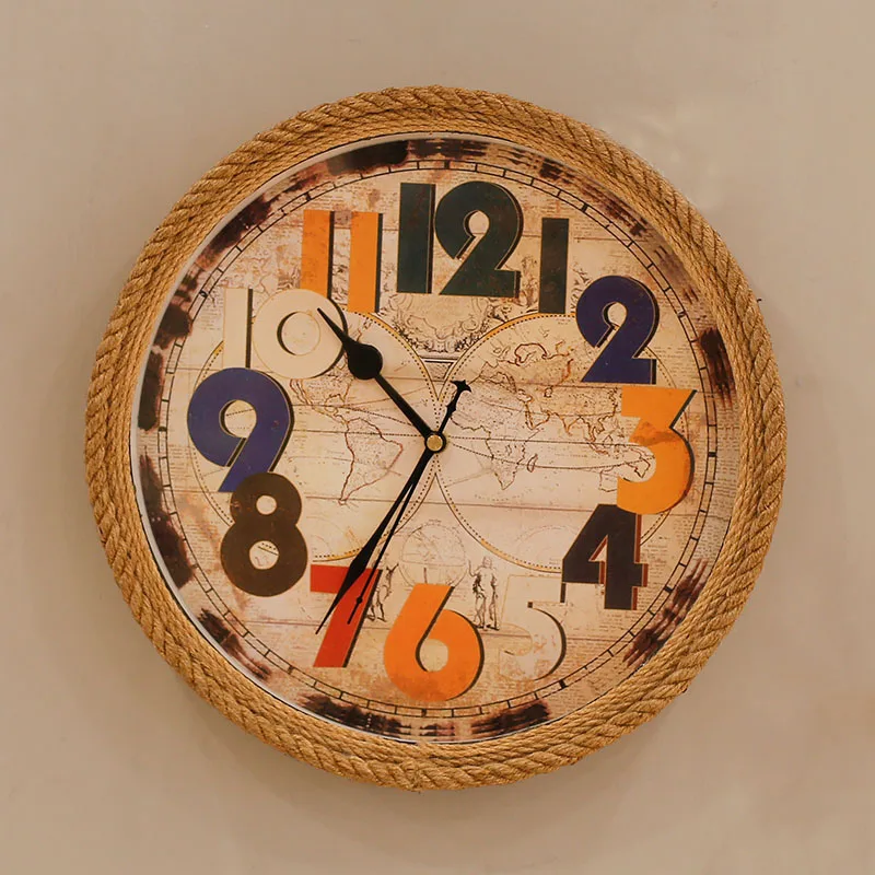 

American Country Iron Rope Fort Mushroom Sweep Mute 12 Inch Clock Quartz Decorative Wall Clock Wall Nostalgic Watches Decoration