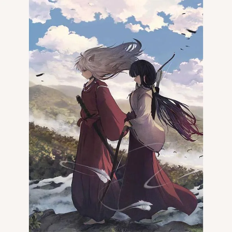 5d Diy полностью квадратная вышивка крестиком Настенная Наклейка Inuyasha Аниме