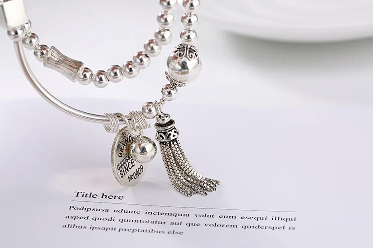 Серебро, корейский шарик, серебряный шарик, бахрома, круглый карты, личность, дикие женщины, браслет-цепочка, цепи оптом