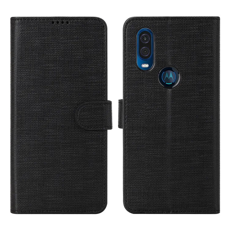black Винтажный кожаный флип-чехол для Motorola Moto One Vision кошелек с кармашком магнитный штатив Обложка для книги для Motorola Moto One Vision - Цвет: black