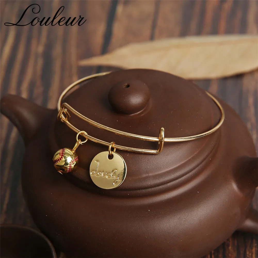 Louleur Gold Sport Baseball Pendant Charm Expandable Wire Bracelets &ampBangle Lovely DIY Jewelry Adjustable Bracelet Drop Shipping |