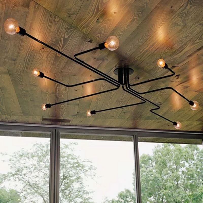 Потолочный светильник в стиле ретро черная лампа индастриал лофт скандинавский