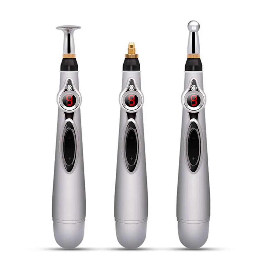 3 in 1 Electric Acupuncture Magnet Therapy Heal Massage Pen Meridian Energy Pen Relief Pain Tools with 3 replacement head Health