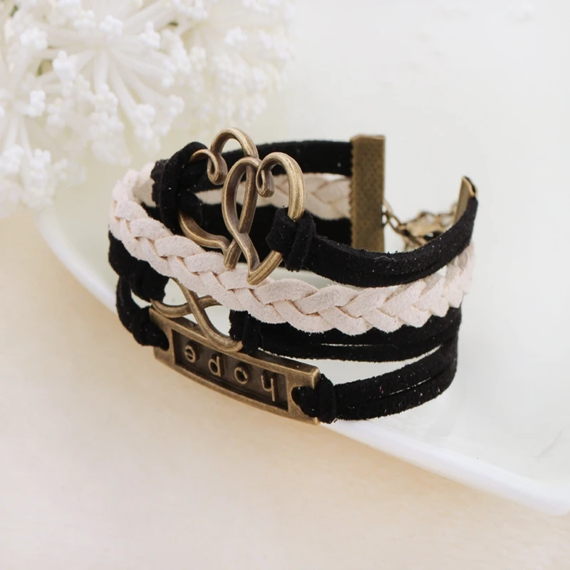 Кожаный браслет для мужчин pulseira couro создать магнитный bracciali uomo надежда любовь