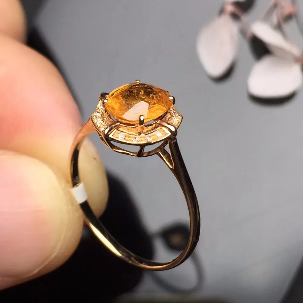 Ювелирные изделия из настоящего золота 18K G18K AU750 100% натуральный желтый Спессартин