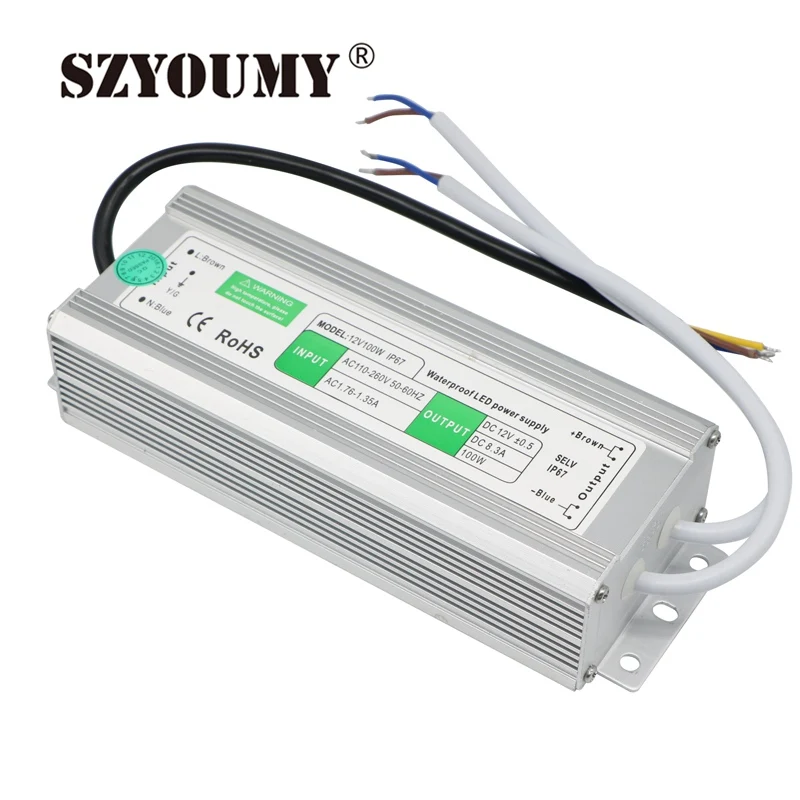 SZYOUMY 2 шт. IP67 блок питания 12 В 100 Вт 8.33A водонепроницаемый светодиодный Быстрая