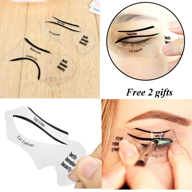 

1 Set Eye Makeup Tool Kit for Women - Cat Eyeliner Stencil/24 Shapes Eyebrow Stencil/Eyebrow Trimmer Scissors with Comb Hair