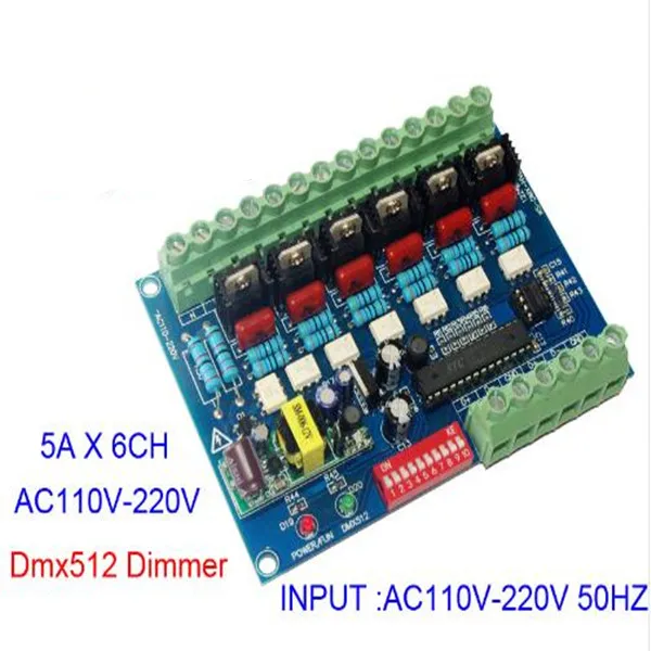 6 канальный WS DMX HVDIM 6CH DMX512 кремниевый управляемый переключатель с регулировкой