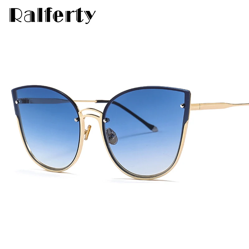 Ralferty 2018 элегантные женские солнцезащитные очки кошачий глаз UV400 большие для