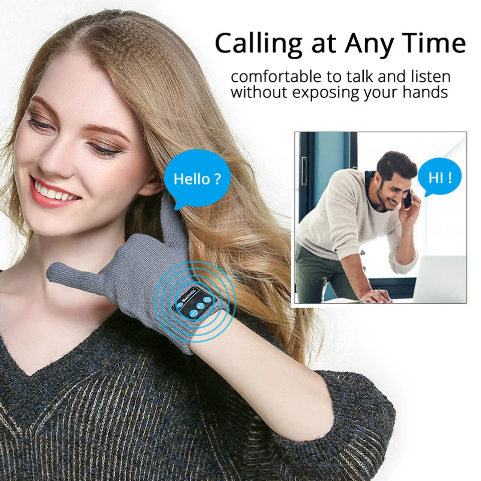 Bluetooth наушники перчатки варежки зимние мужские и женские беспроводные гарнитура