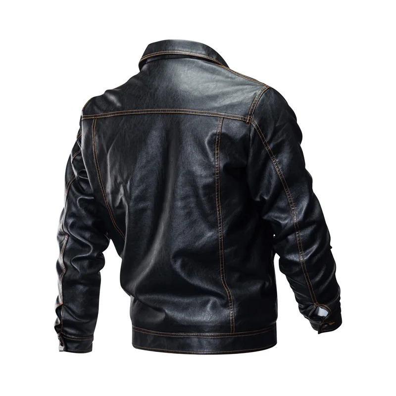 

New Winter Jackets Men Casual Outwear Coat Windbreaker PU Motorcycle Leather Jackets Male Size 4XL Leather Coats bomber jacket
