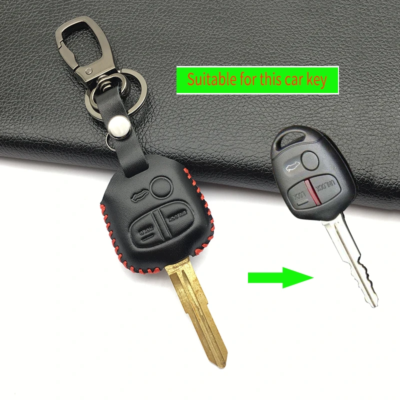 Кожаный чехол брелок для ключей Mitsubishi Outlander Pajero Lancer Ex / Asx|key case for car|car key cover3 keys |
