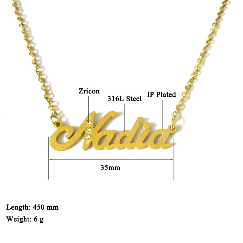 

FairLadyHood Nadia Custom Name Necklace Personalized Gold Choker Pendant Necklace Women Men Custom Jewelry For Mother's Day Gift