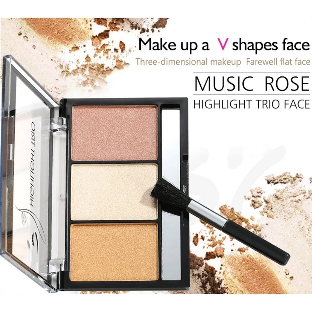 Музыка Роза мерцание золото highlighter пудра палитра основа для лица Золотой сияющий